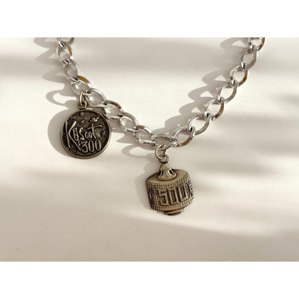 Koscot Designer Sterling Silver 925 Chainlink Multi Charmed Chunky Bracelet - 7" - Picture 12 of 14